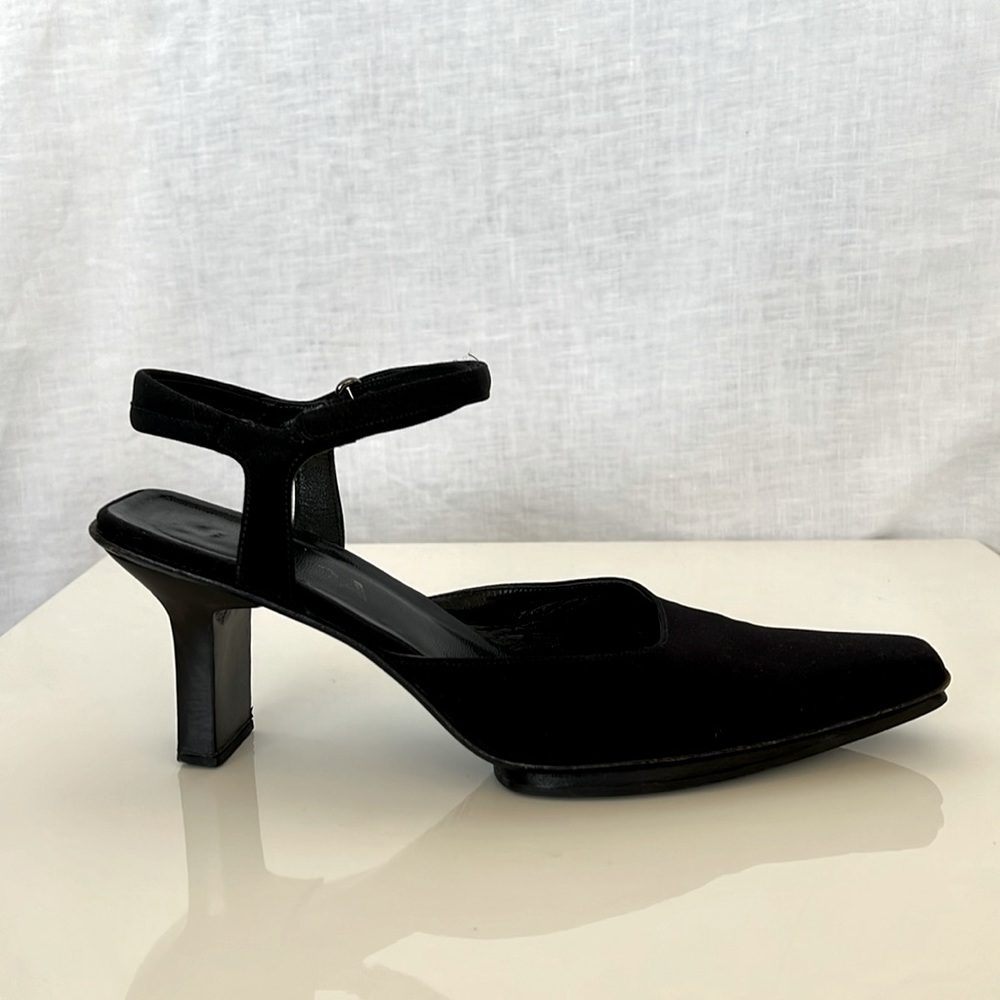 Prada Black Fabric Soft Sling Back Sm Platform Heel 9/39